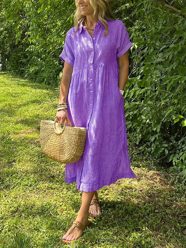 Sabrina | Women’s Striped Shirt Dress for Calm Weekend Escapes