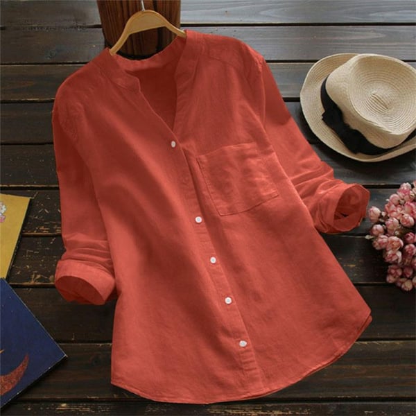 Lena | Women’s Long Sleeve Shirt with Button Front and Chest Pocket