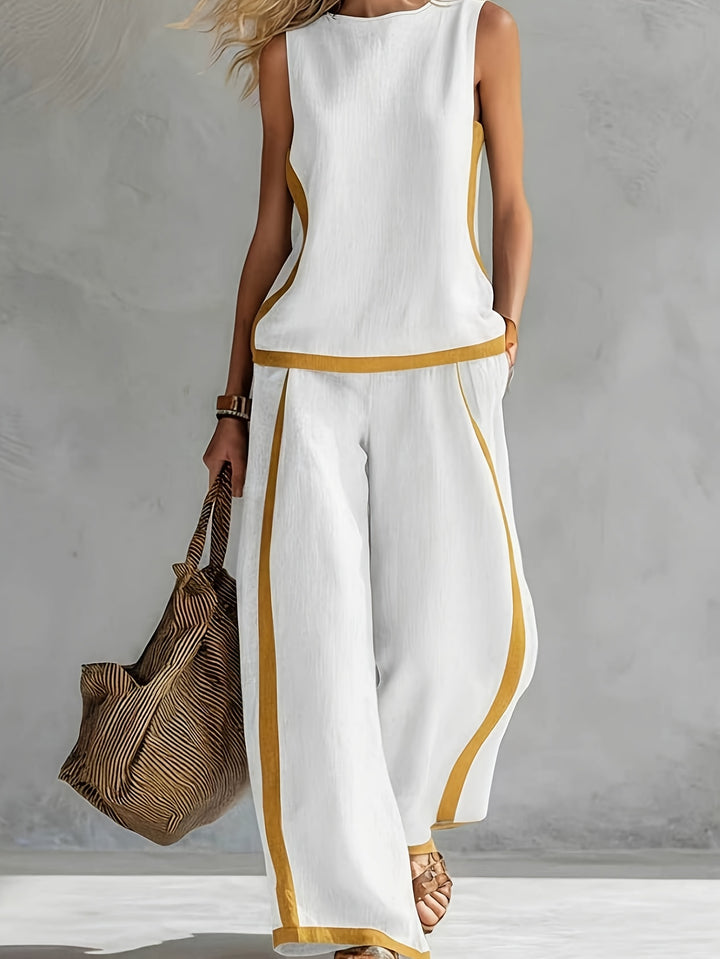 Robyn | Women’s Wide-Leg Co-Ord Set with Contrast Trim