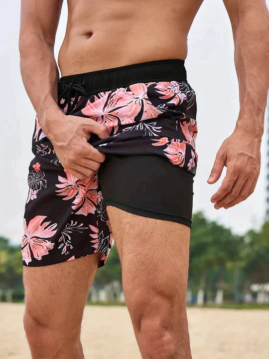 Kairos | Men’s Swim Shorts with tropical artwork