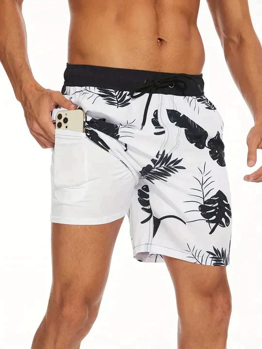 Kairos | Men’s Swim Shorts with tropical artwork