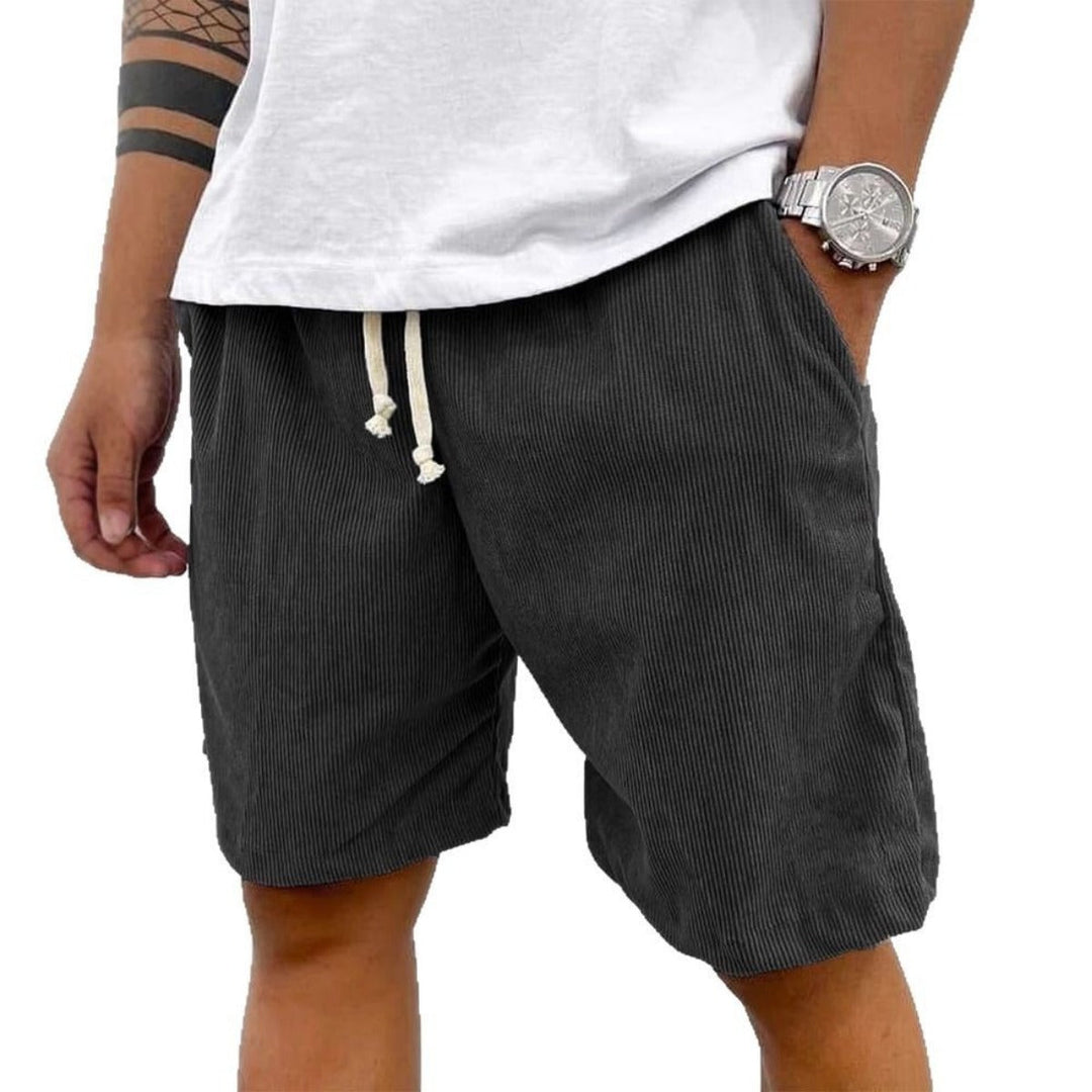 Thorne | Men’s Drawstring Shorts with striped texture