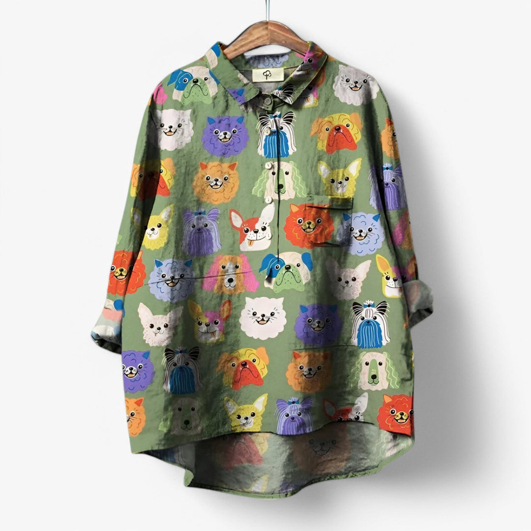 Dovira | Women’s Printed Shirt featuring playful animal pattern