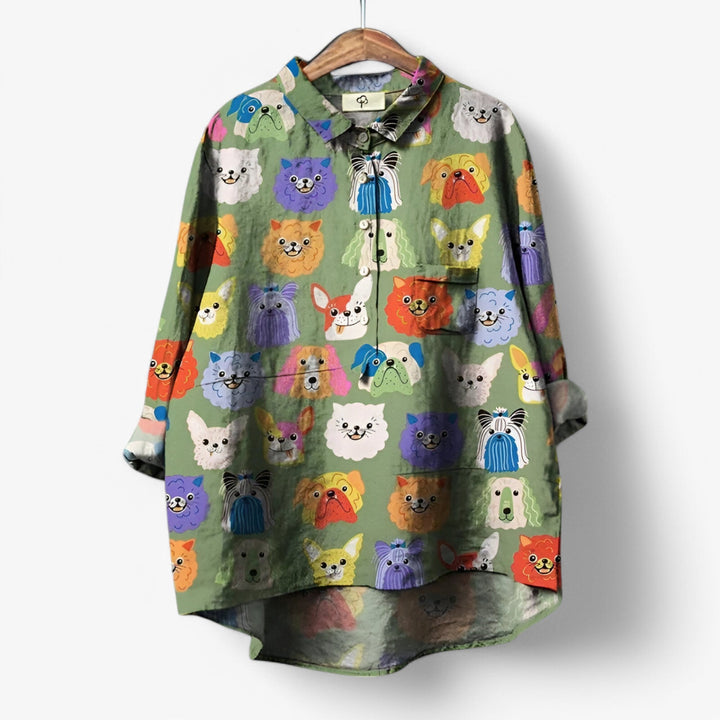 Dovira | Women’s Printed Shirt featuring playful animal pattern