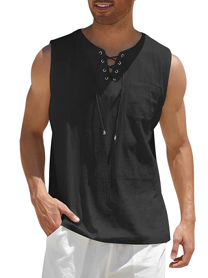 Zenviro | Men’s Sleeveless Top featuring lace-up neckline