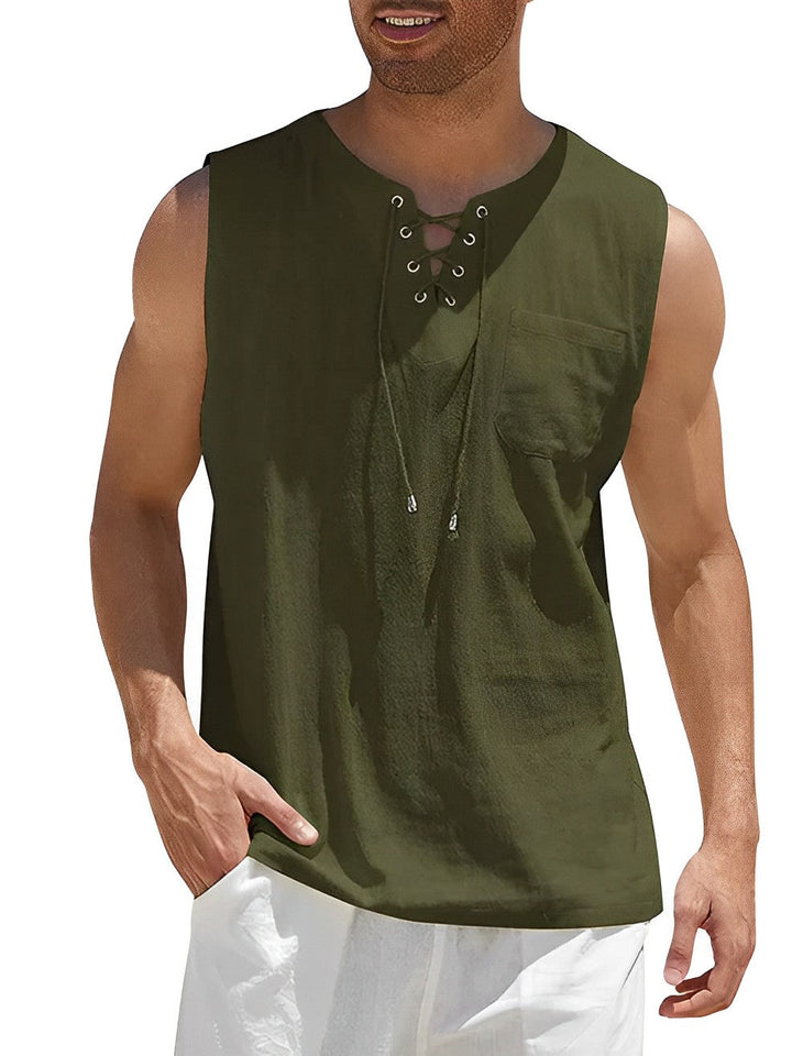 Zenviro | Men’s Sleeveless Top featuring lace-up neckline