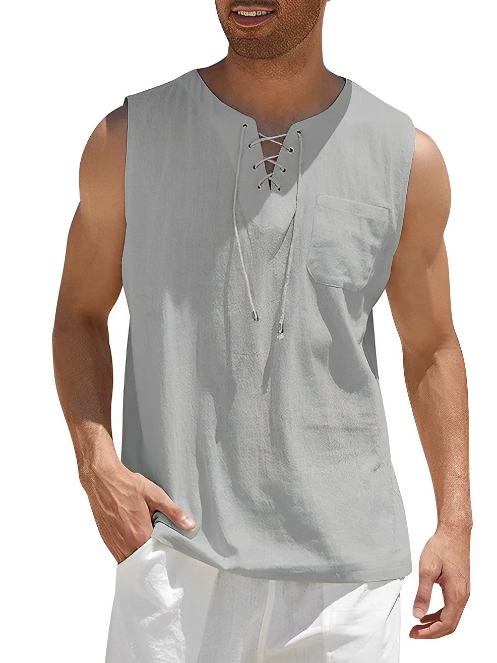 Zenviro | Men’s Sleeveless Top featuring lace-up neckline