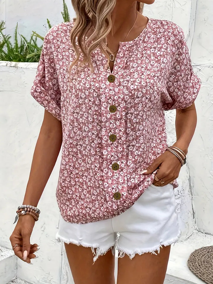 Dahlia | Women’s Floral Blouse featuring a Central Placket