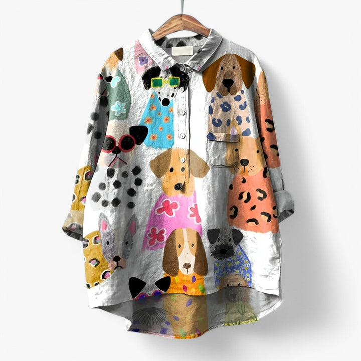 Dovira | Women’s Printed Shirt featuring playful animal pattern