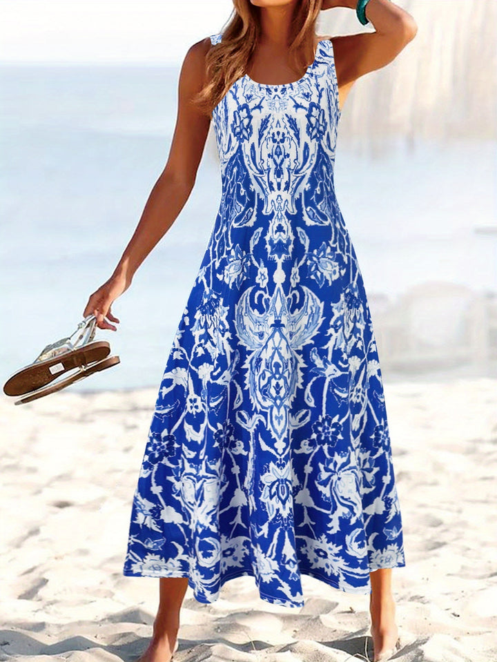 Mirethia | Women’s Midi Dress with sleeveless design and floral print