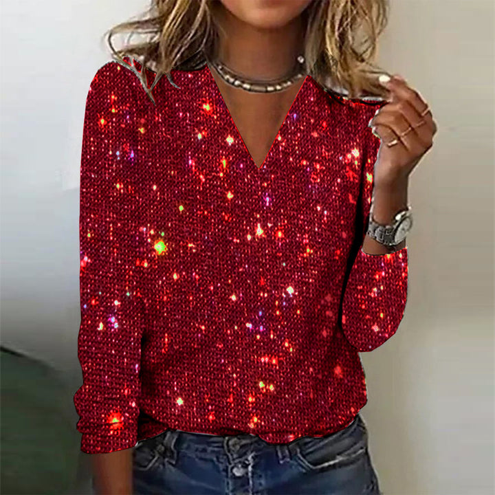 Aurelia | Women’s Sparkle Blouse with V Neck Design