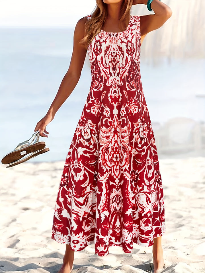 Mirethia | Women’s Midi Dress with sleeveless design and floral print
