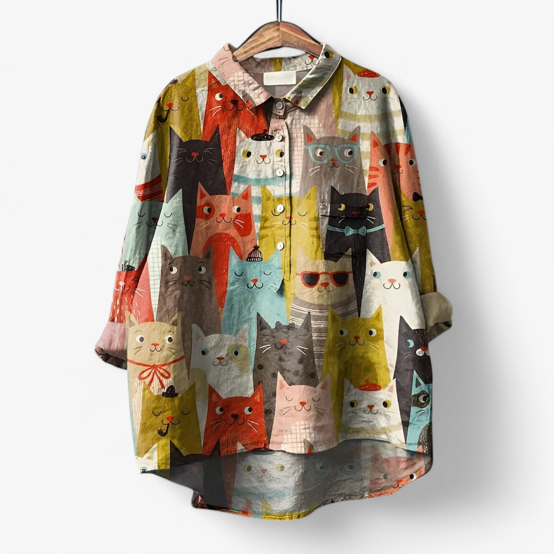 Dovira | Women’s Printed Shirt featuring playful animal pattern