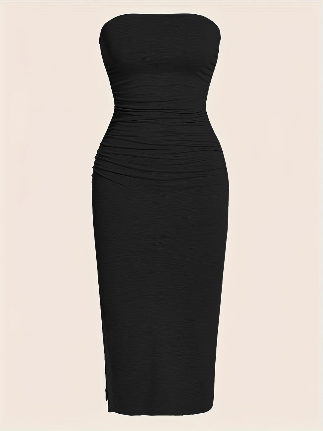 Zorelle | Women’s Strapless Midi Dress with ruched detail and side slit