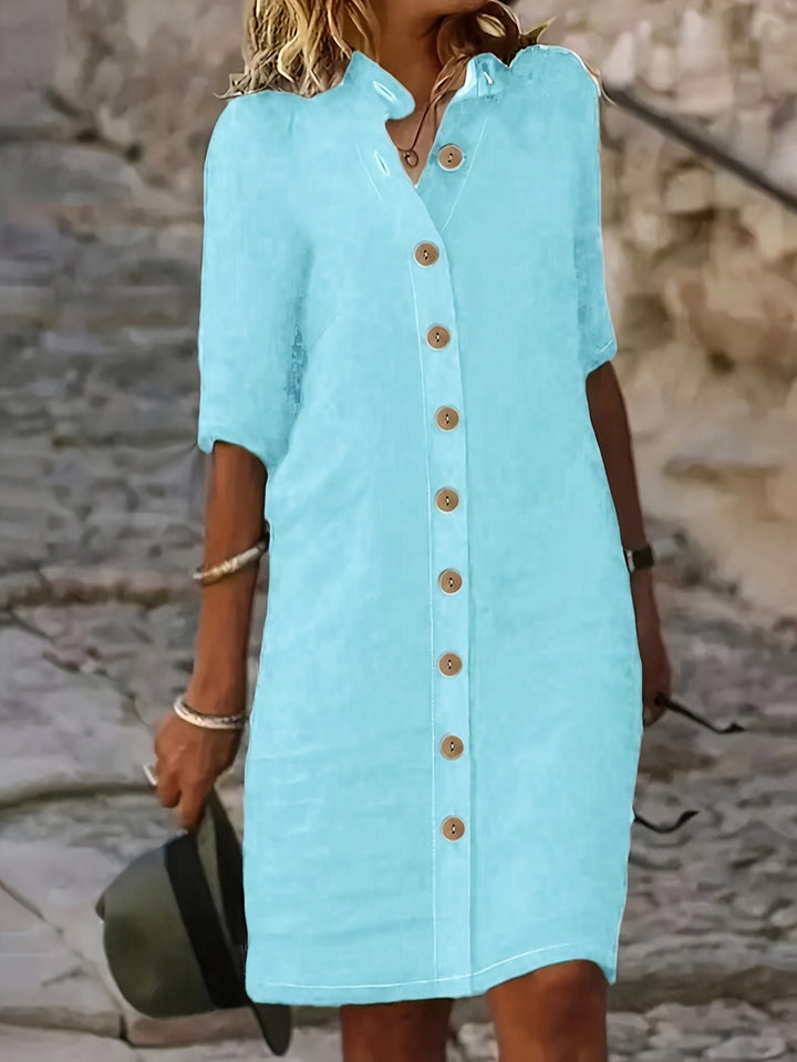 Loriva | Women’s Shirt Dress with Button Outer Front
