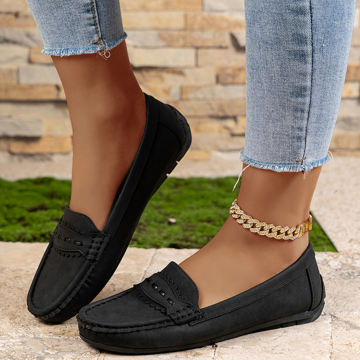 Orvessa | Women’s Slip-On Loafers with stitched detail and low-profile visual