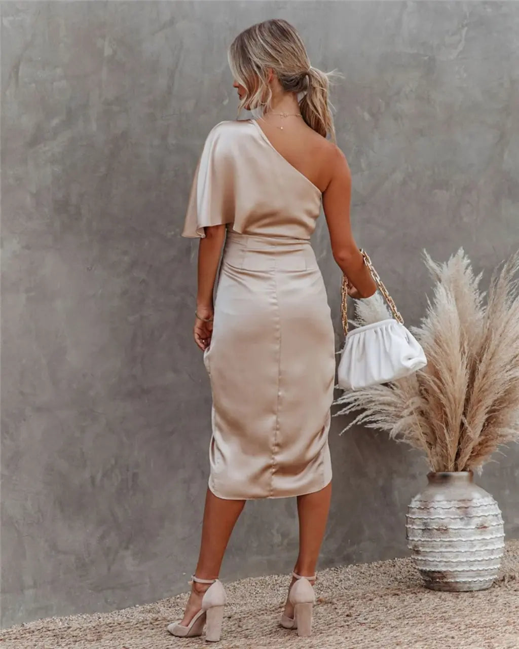 Elara | Women’s one shoulder dress with elegant drape