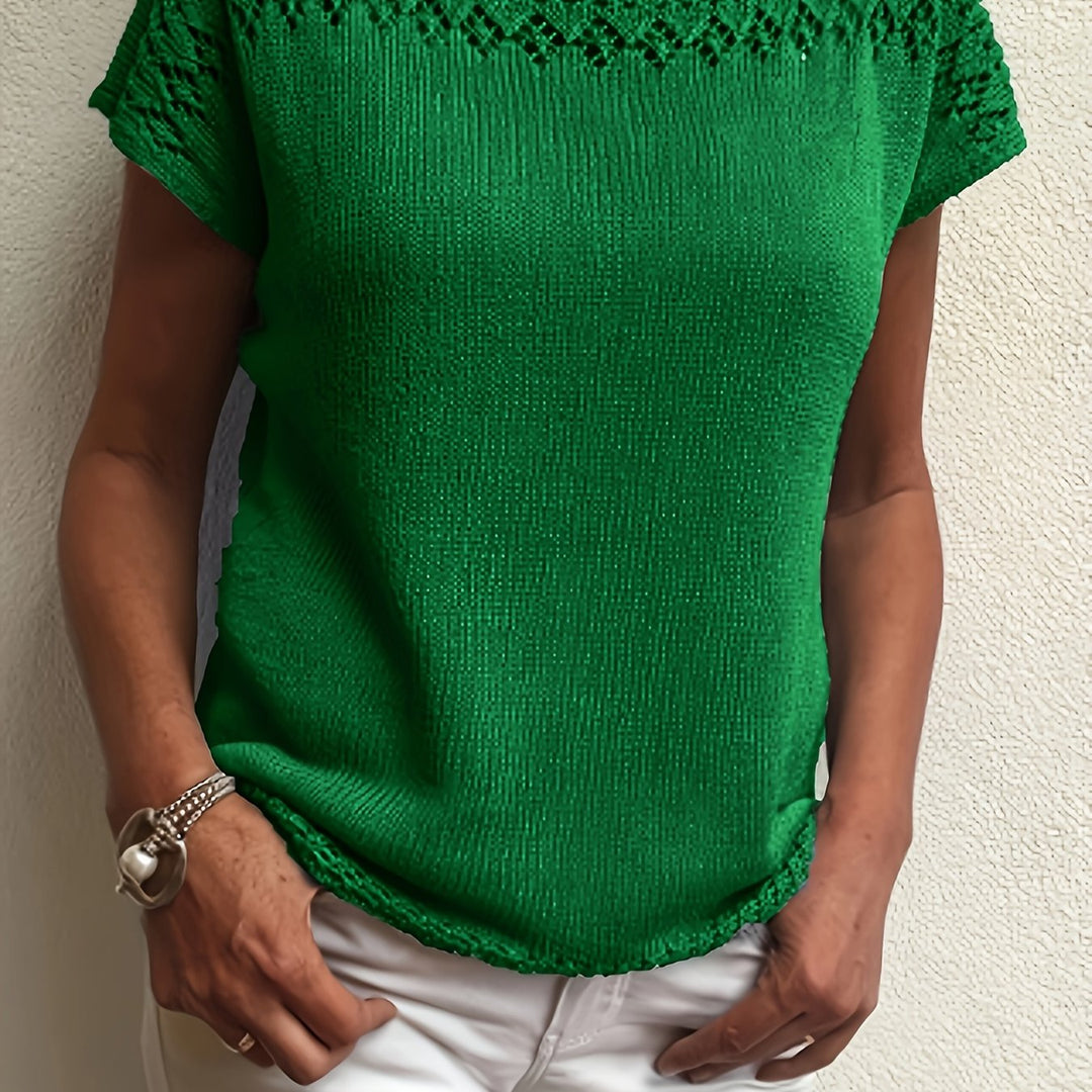 Zenvira | Women’s Short Sleeve Top with decorative pattern finish