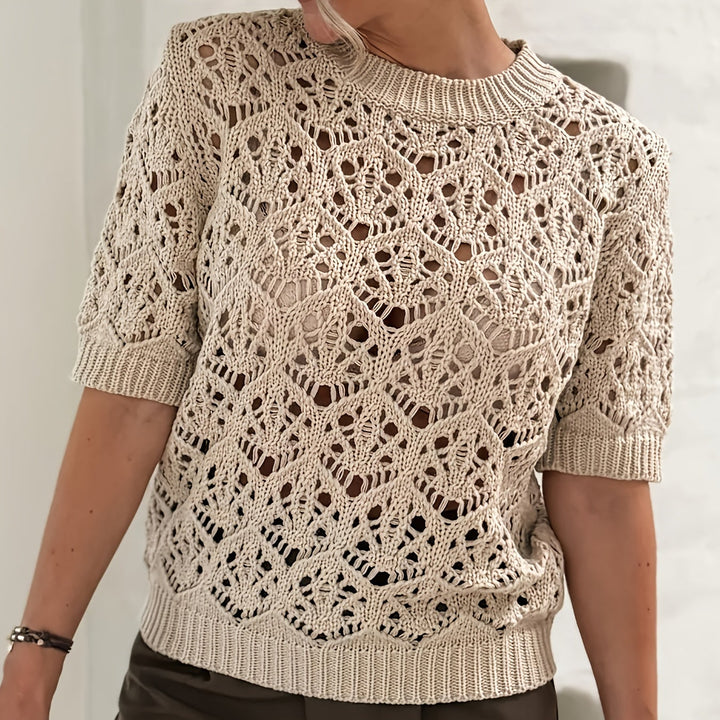 Zerelle | Women’s Short Sleeve Top with subtle open detailing throughout