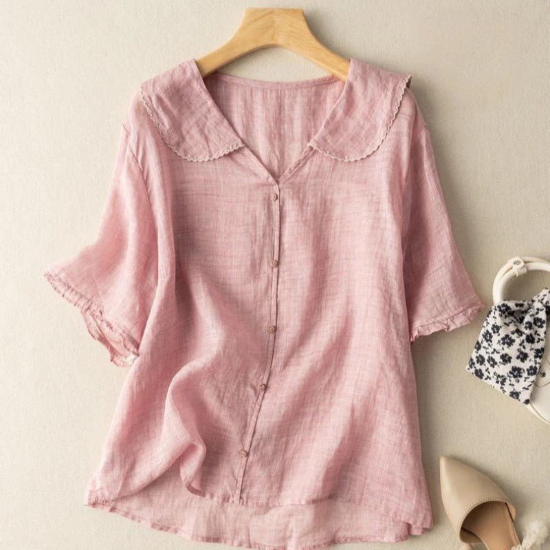 Lunara | Women’s Button Blouse with Soft Collar Feature
