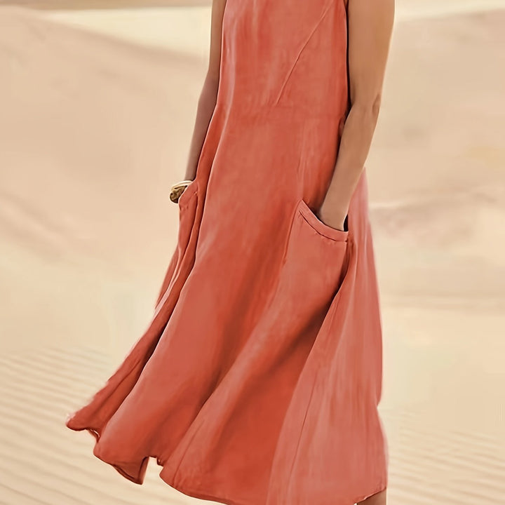 Zerava | Women’s Sleeveless Maxi Dress with scoop neckline and side openings