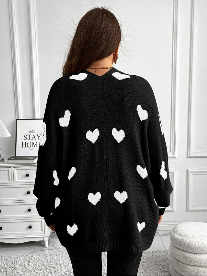 Valira | Women’s Heart Print Cardigan featuring an open front fashion trend