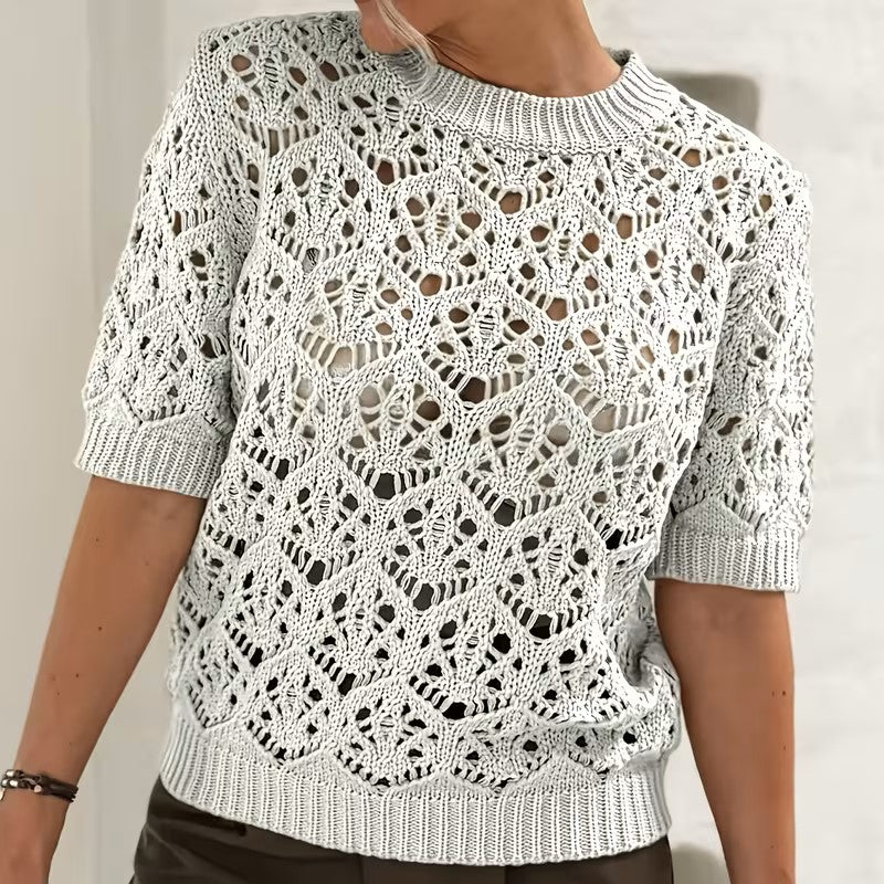 Zerelle | Women’s Short Sleeve Top with subtle open detailing throughout