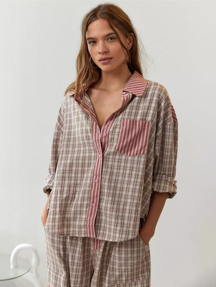 Vionelle | Women’s Pyjama Set with multi-tone panel layout
