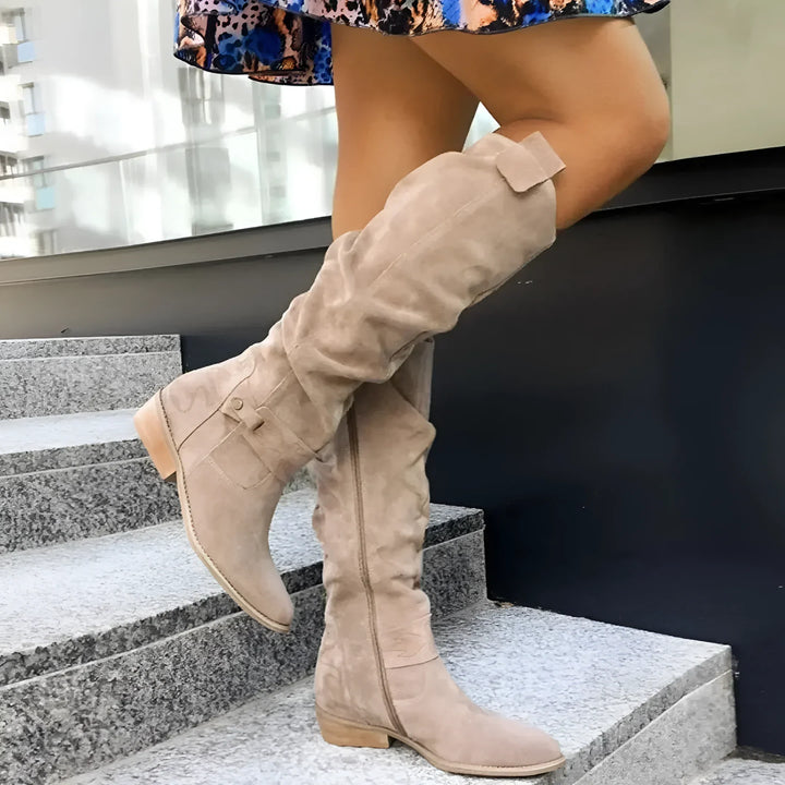 Elina | Women’s Knee High Boots with Soft Suede Look