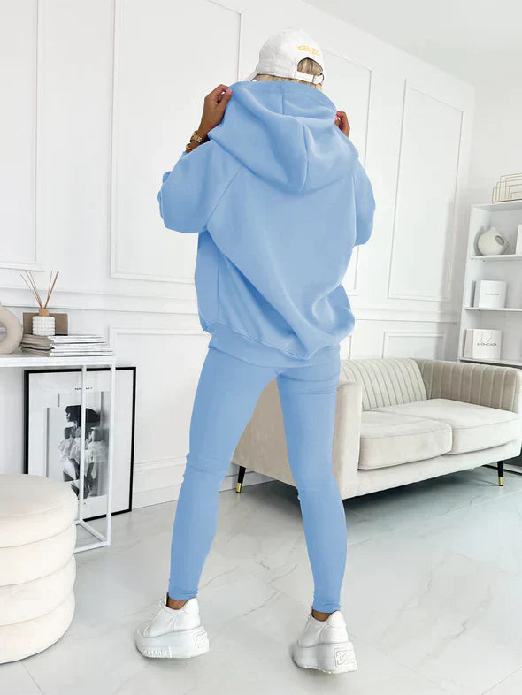 Elyraze | Women’s Two-Piece Lounge Set with buttoned neckline and slim-fit bottoms