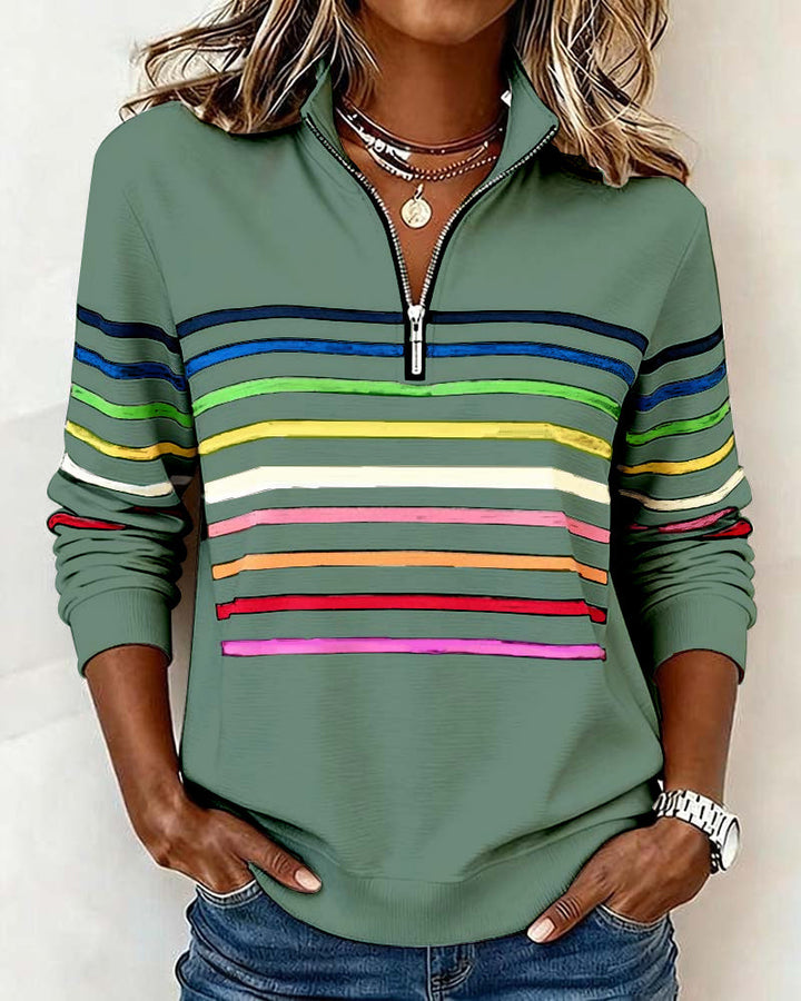 Waverly | Women’s Half-Zip Top featuring Decorative Stripe