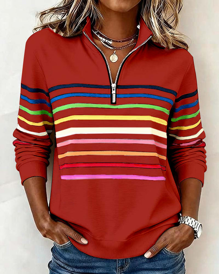 Waverly | Women’s Half-Zip Top featuring Decorative Stripe
