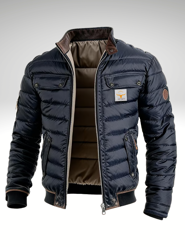 Torvex | Men’s Quilted Jacket with zip-up front and stand collar