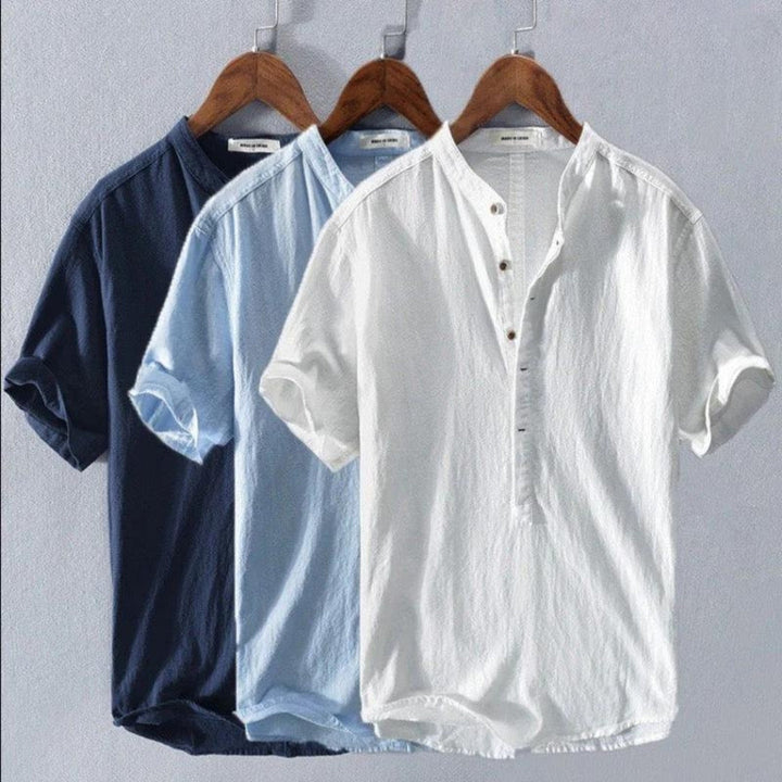 Soren | Men’s Short Sleeve Henley Shirt featuring button placket