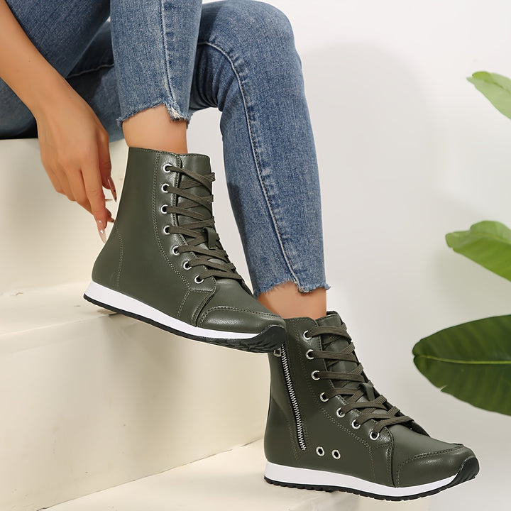 Torvessa | Women’s Lace-Up Ankle Trainers with side zip and high-top design