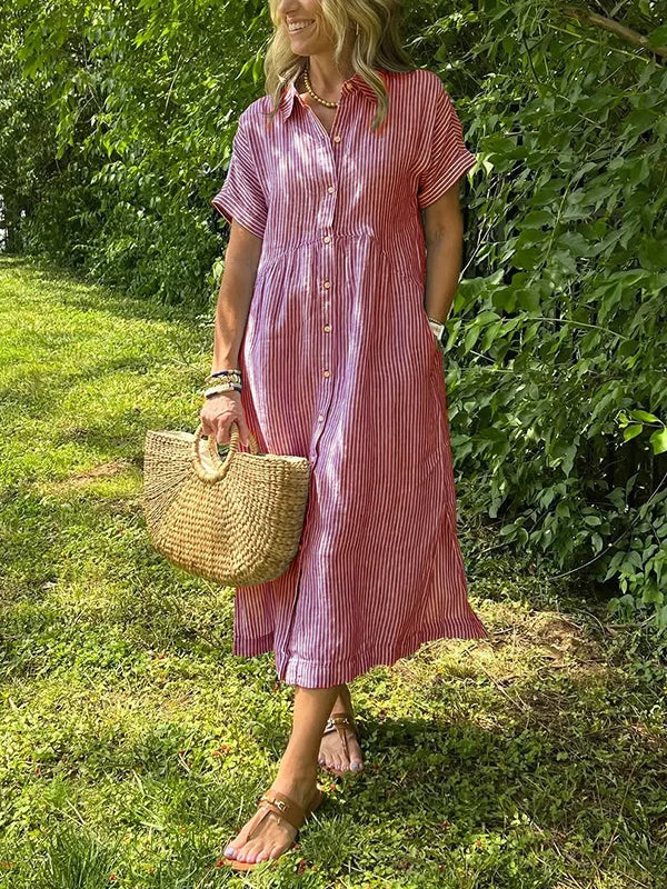 Sabrina | Women’s Striped Shirt Dress for Calm Weekend Escapes
