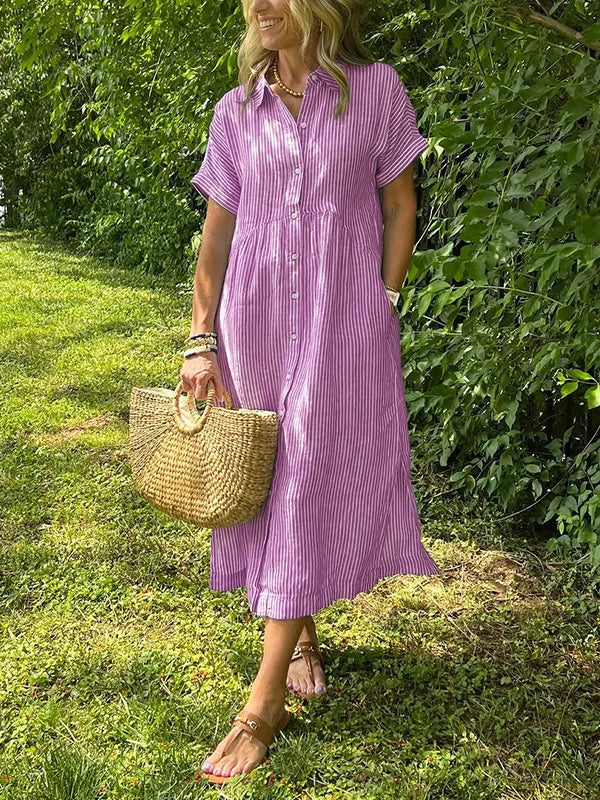Sabrina | Women’s Striped Shirt Dress for Calm Weekend Escapes