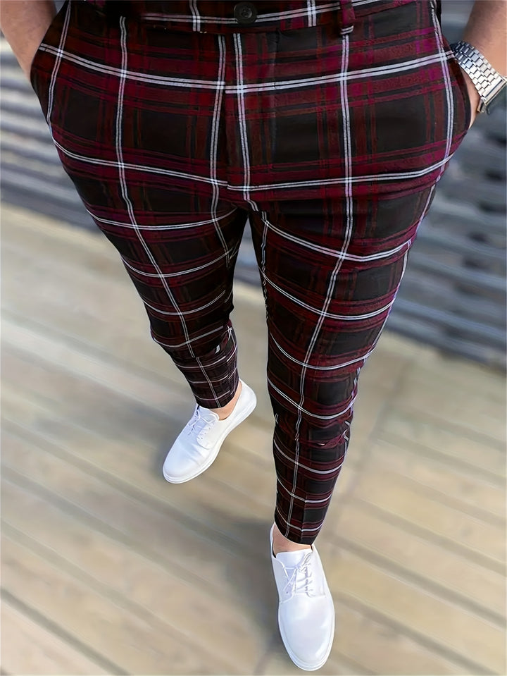Kelvorn | Men’s Checked Trousers with tapered fit and modern frame