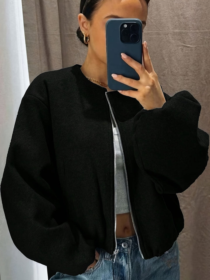 Zorelia | Women’s Cropped Jacket with zip-up front and relaxed sleeves