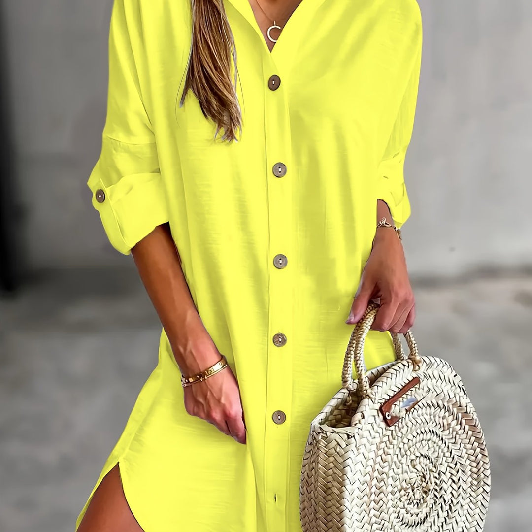 Elvaira | Women’s Shirt Dress with button front and relaxed fit
