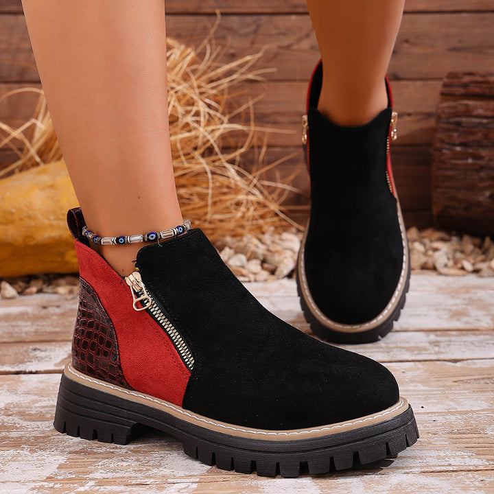 Kavirel | Women’s Ankle Boots with contrast panels and side zip detail