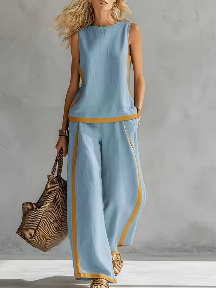 Robyn | Women’s Wide-Leg Co-Ord Set with Contrast Trim