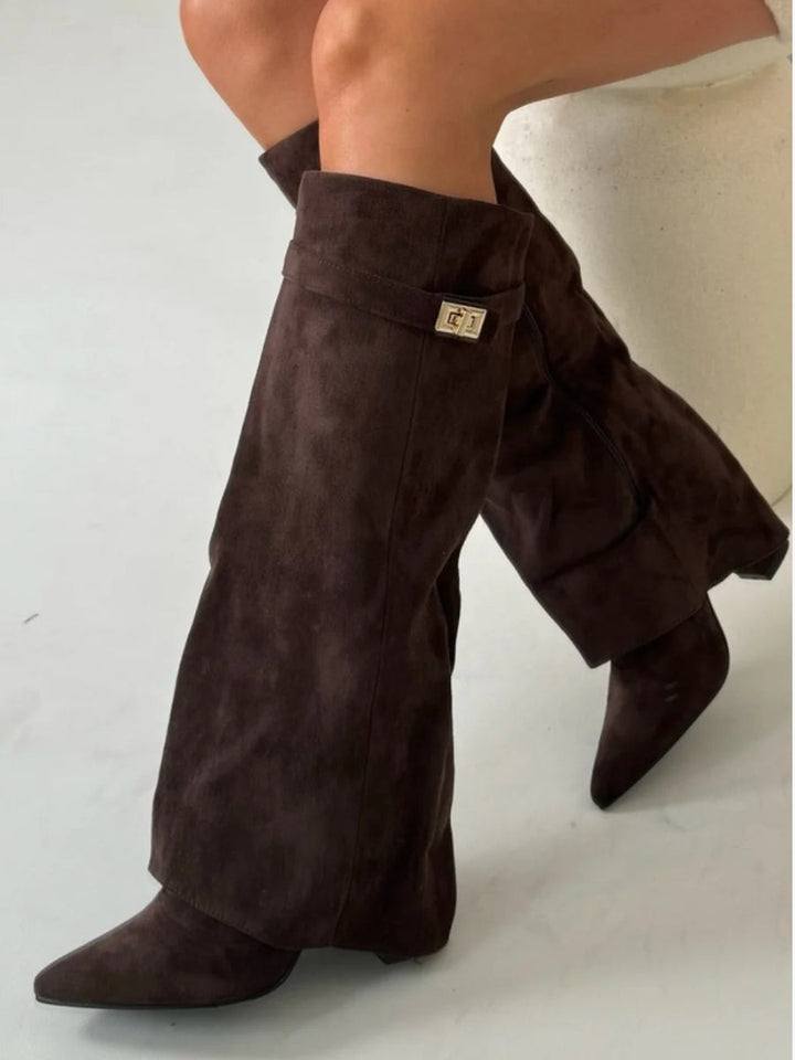 Camden | Women’s Tall Black Boots with Buckle Detail