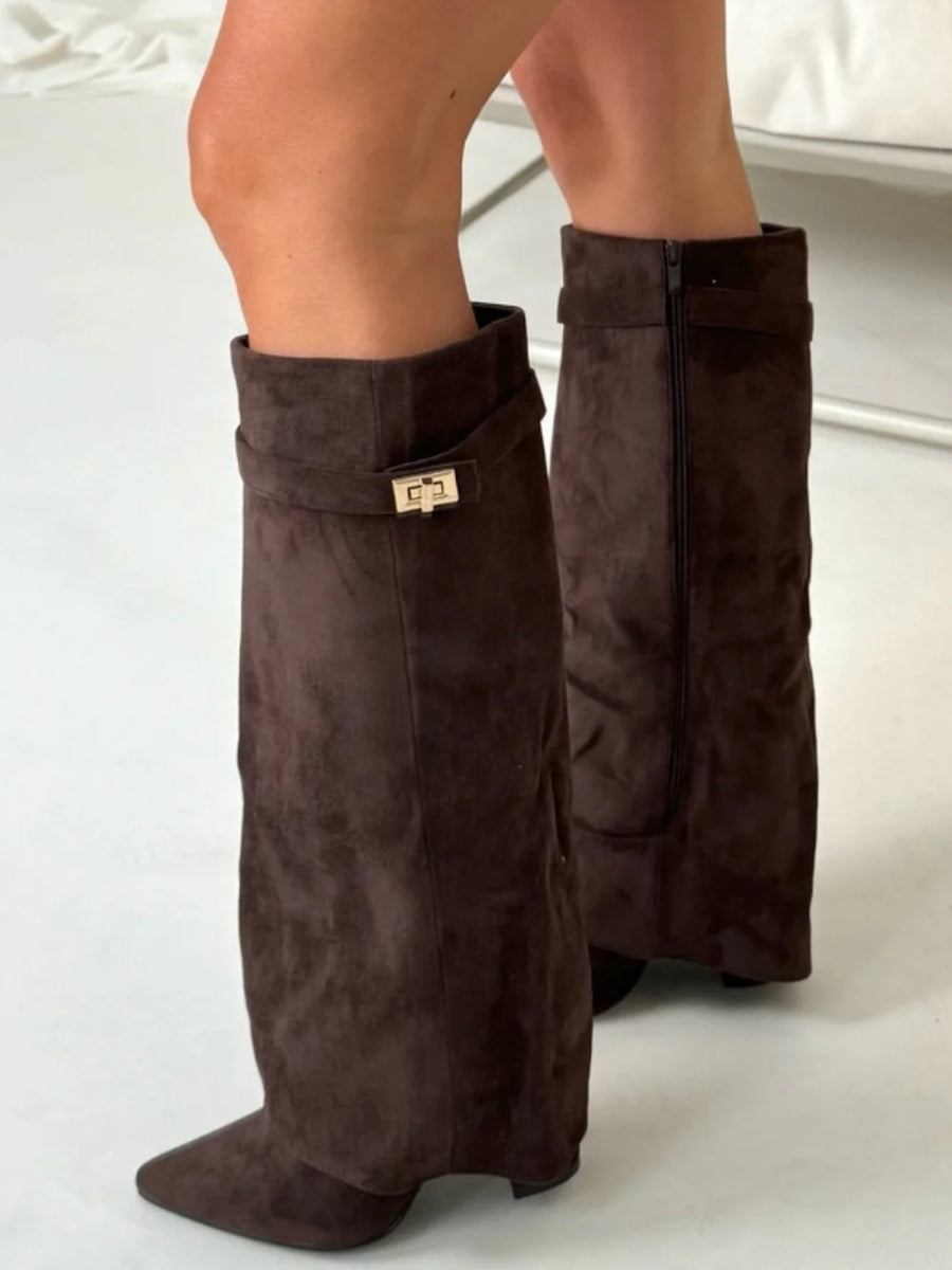 Camden | Women’s Tall Black Boots with Buckle Detail