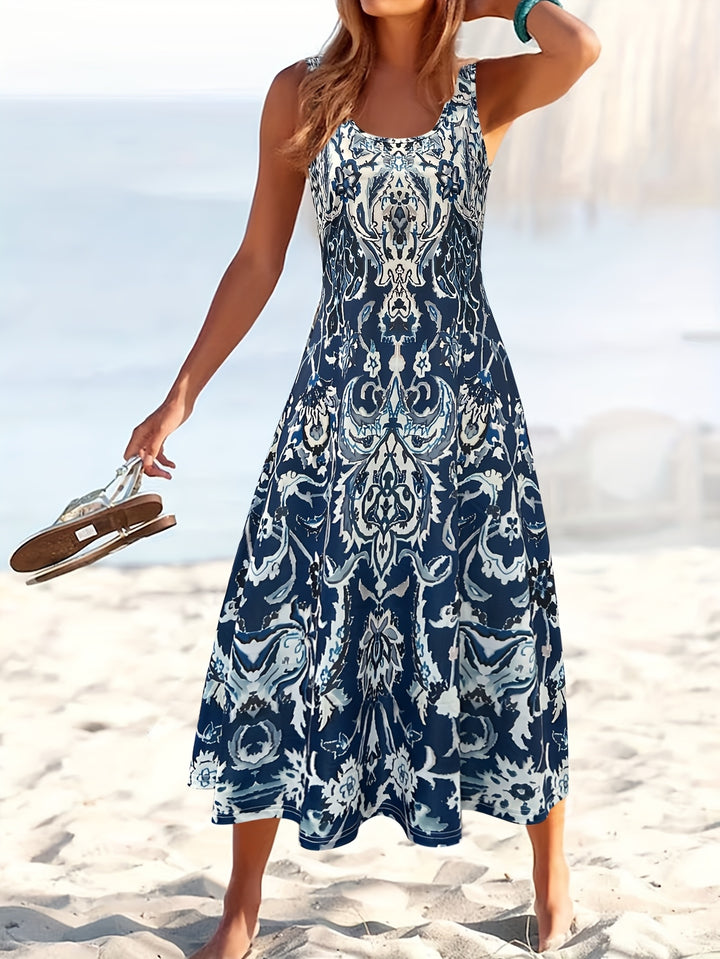 Mirethia | Women’s Midi Dress with sleeveless design and floral print
