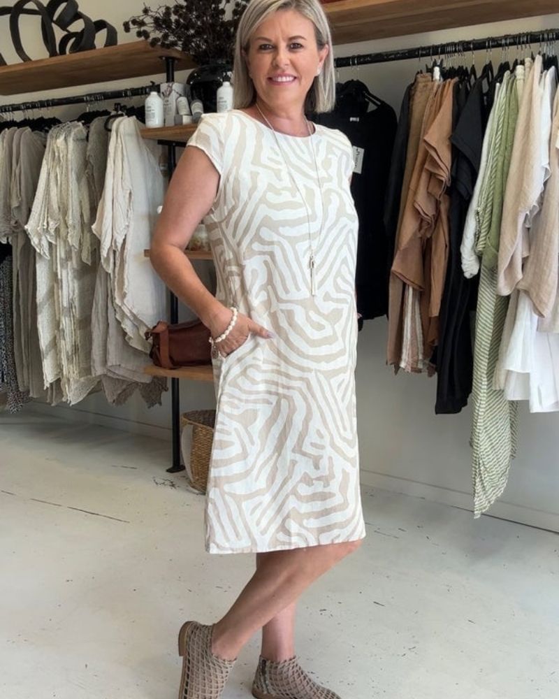 Orlisse | Women’s Printed Midi Dress with loose-cut outline