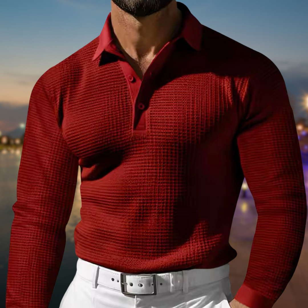 Cavero | Men’s Long Sleeve Polo in a sleek modern fit
