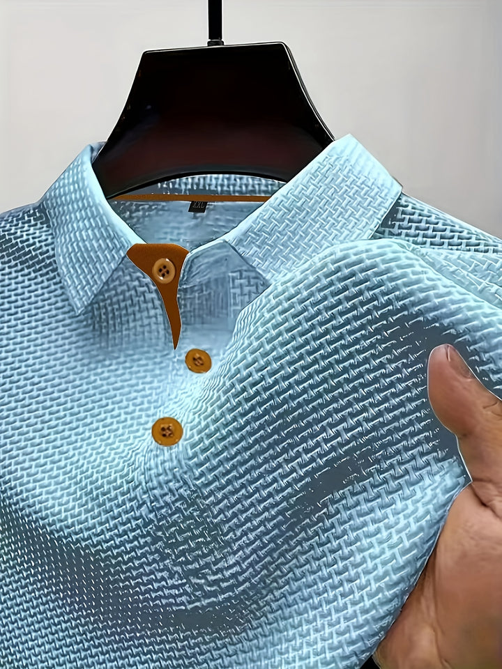 Kaelric | Men’s Textured Polo Shirt with buttoned placket