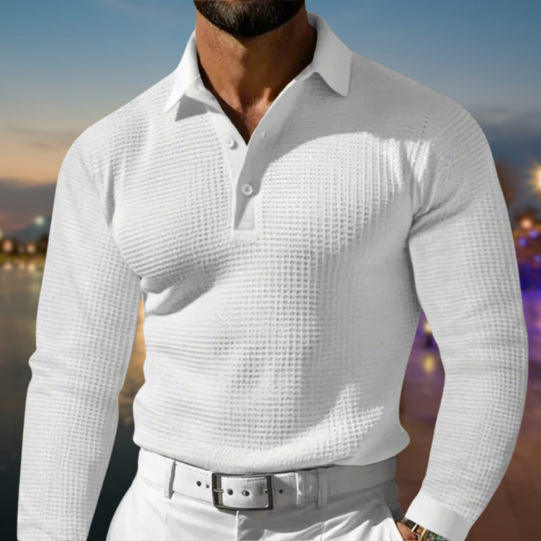 Cavero | Men’s Long Sleeve Polo in a sleek modern fit