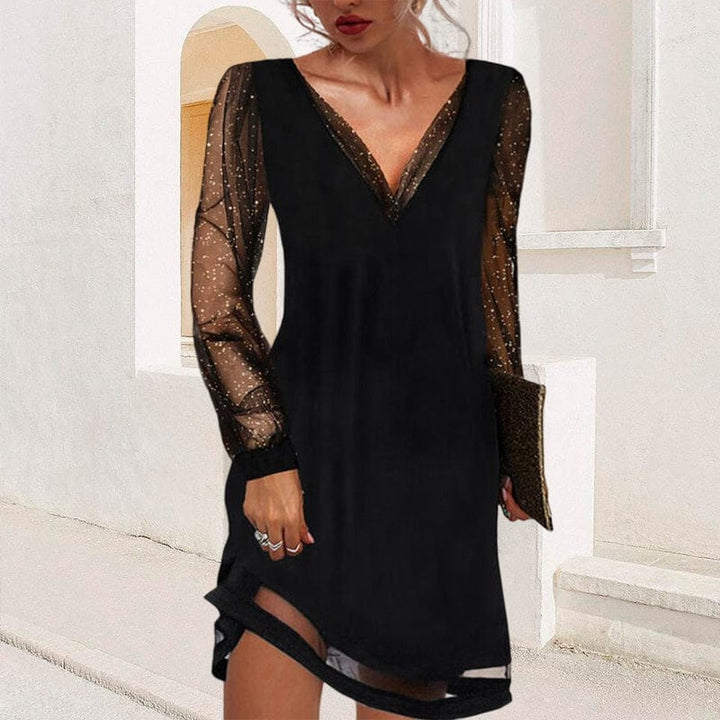 Tivona | Women’s Mini Dress featuring Sparkle Sleeve Detail